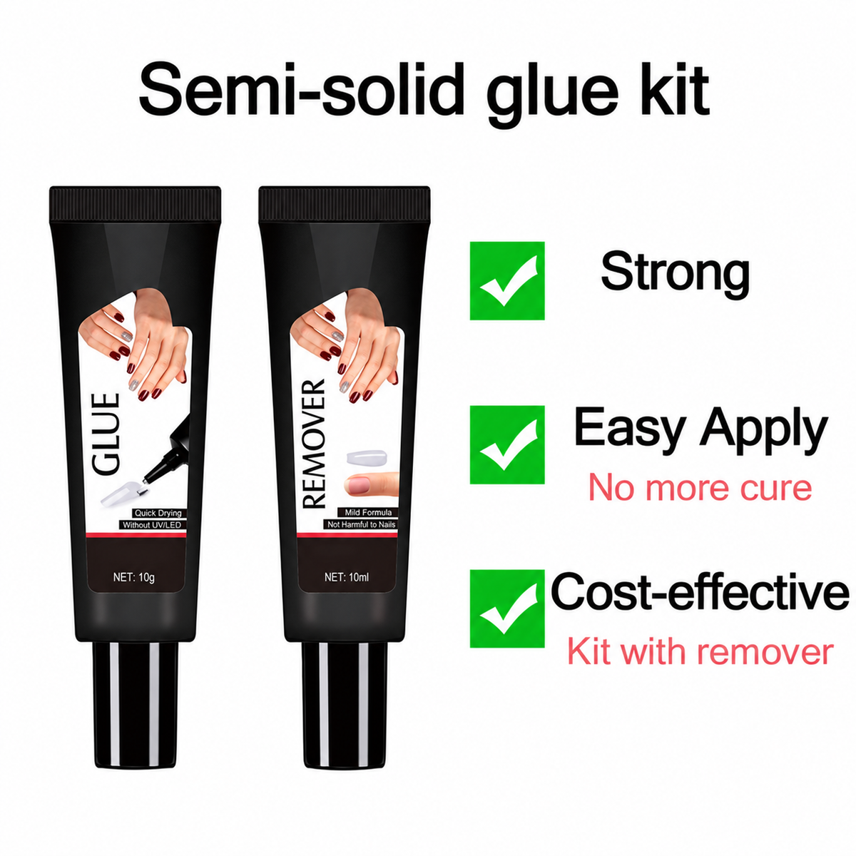 🔥2026 HOT SALE🔥 Extra Strong Fast-Drying Semi-Solid Nail Glue & Remover Set