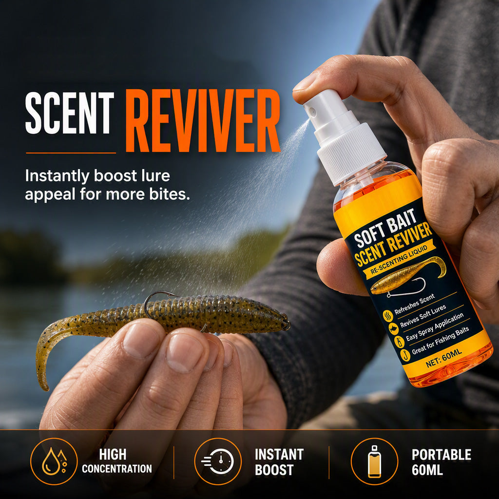🎣60ML Soft Bait Scent Reviver Spray – High-Concentration Fishing Lure Attractant for Soft Plastics & Jigs