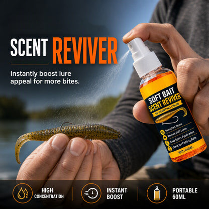 🎣60ML Soft Bait Scent Reviver Spray – High-Concentration Fishing Lure Attractant for Soft Plastics & Jigs