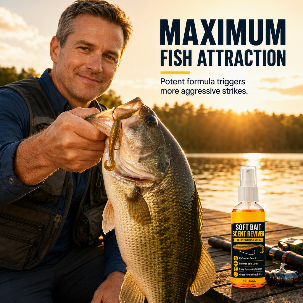 🎣60ML Soft Bait Scent Reviver Spray – High-Concentration Fishing Lure Attractant for Soft Plastics & Jigs