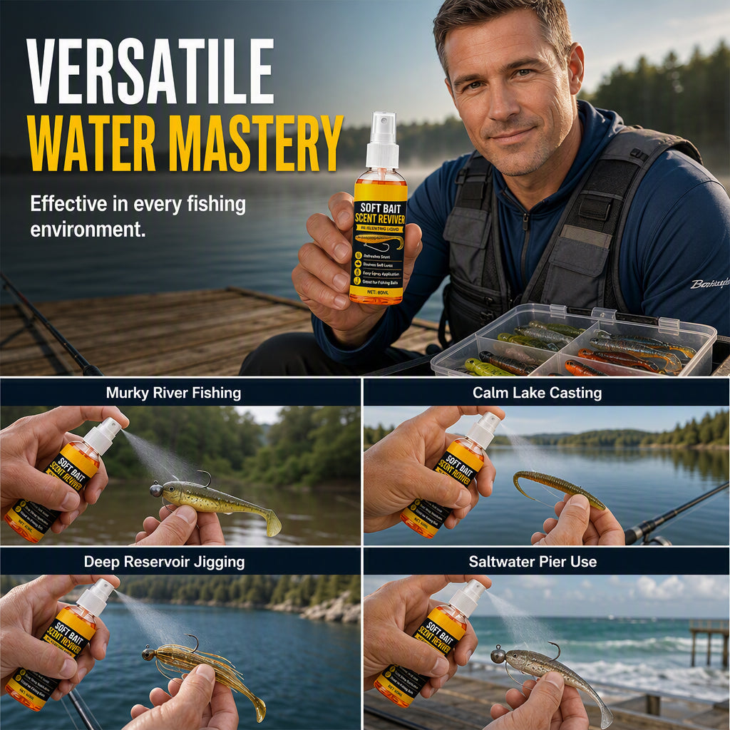 🎣60ML Soft Bait Scent Reviver Spray – High-Concentration Fishing Lure Attractant for Soft Plastics & Jigs