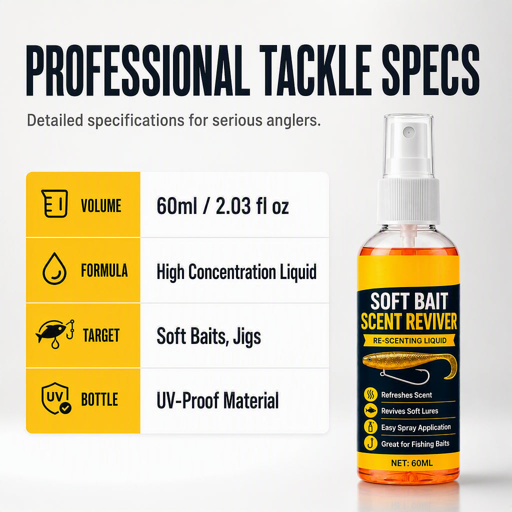🎣60ML Soft Bait Scent Reviver Spray – High-Concentration Fishing Lure Attractant for Soft Plastics & Jigs
