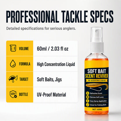 🎣60ML Soft Bait Scent Reviver Spray – High-Concentration Fishing Lure Attractant for Soft Plastics & Jigs