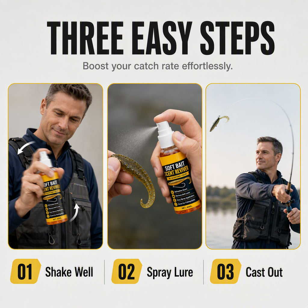 🎣60ML Soft Bait Scent Reviver Spray – High-Concentration Fishing Lure Attractant for Soft Plastics & Jigs