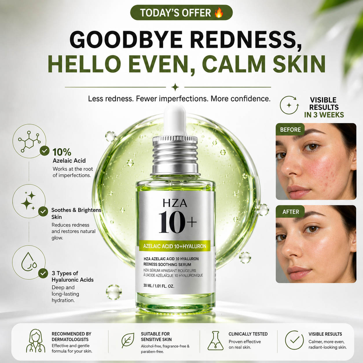 🔥Azelaic Acid 10% Serum | Say Goodbye to Redness in Days🔥